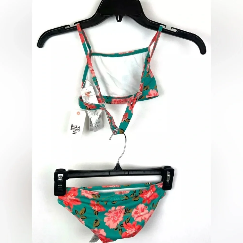 Billabong Girl’s Blue/Floral Two Piece Bikini Swimsuit Set Size 7